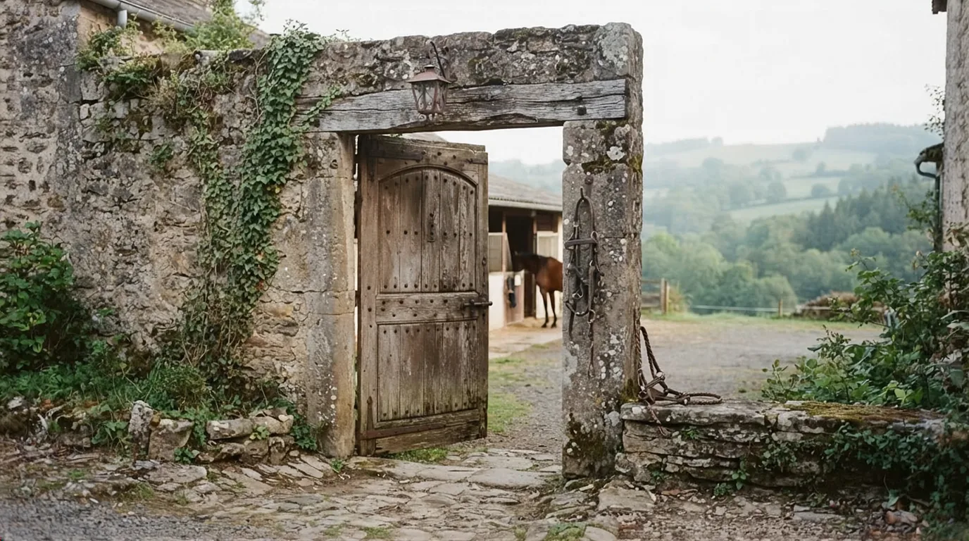Entrée du Les Cavaliers de l'étang, centre équestre à Champagnac